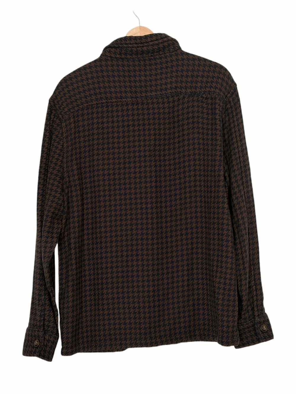 Madewell Men’s Brown & Navy Houndstooth Button-Up Shirt Jacket Small Easy Fit